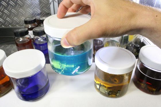 Test area with its built-in extraction system