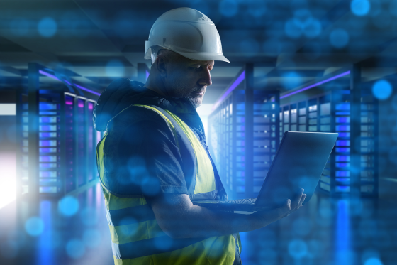 Person checks the security in a data centre