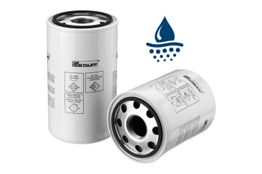 Spin-on filter elements with water absorption