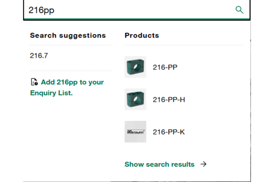 Enter in the search field