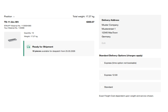 Select desired delivery method