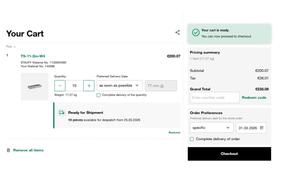 Shopping basket overview