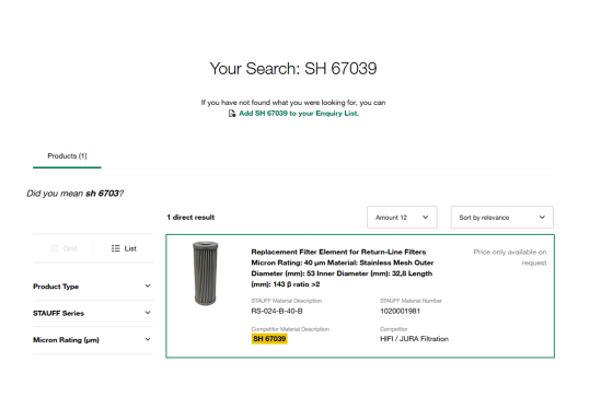 Matching result with information from competitor