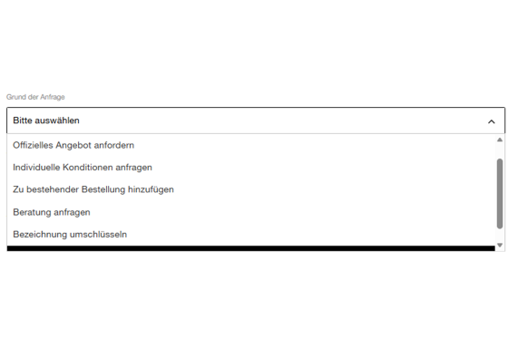 Grund der Anfrage auswählen
