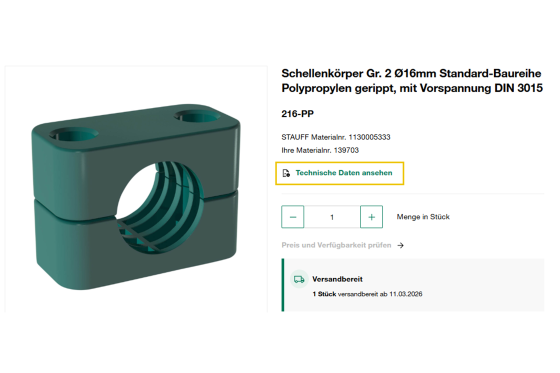 Direkt zu technischen Informationen auf der Produktdetailseite