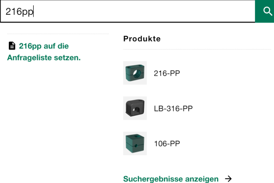 Eingabe ins Suchfeld