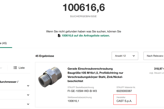 Hersteller angezeigt bekommen