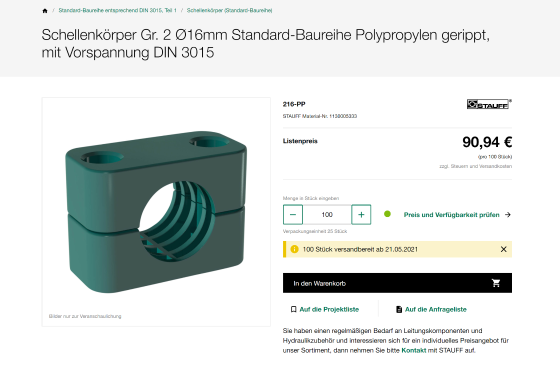 Produktdetailseite - direkte Prüfung des Preis und der Verfügbarkeit