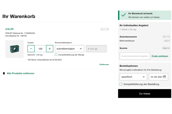 Wunschlieferdatum angeben