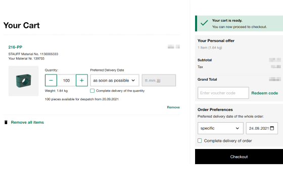 Specify preferred delivery date