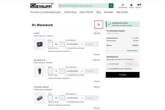 Share your Shopping Cart