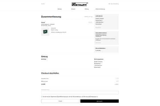 Bestellzusammenfassung