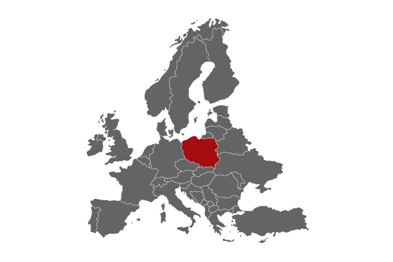 Map of Europe with Poland