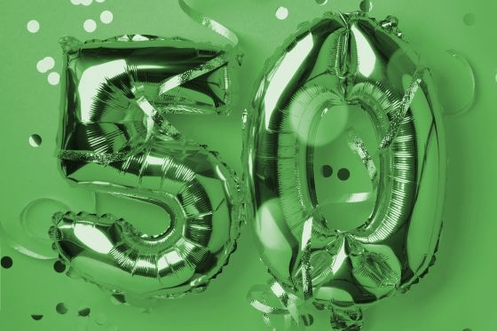 50 on a green background