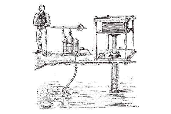 Construction of a hydraulic press according to Joseph Bramah