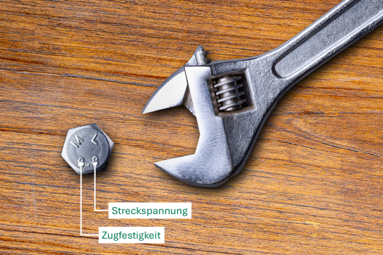 Beschreibung von Schraubenfestigkeit auf dem Schraubenkopf