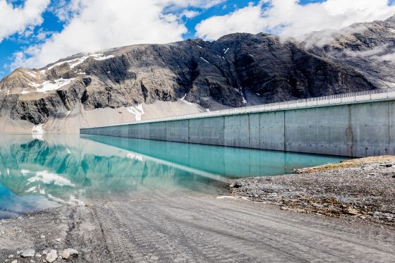 Switzerland's longest barrage dam at the Muttsee lake