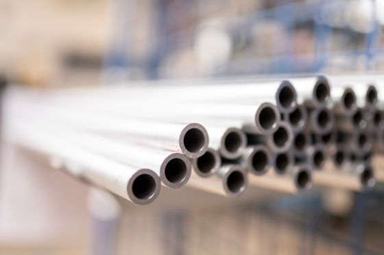 not deburred tubes on a stack