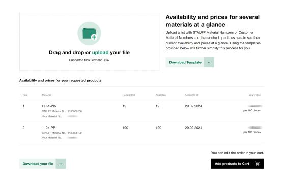Fonctionnalité des requêtes groupées dans la boutique en ligne STAUFF