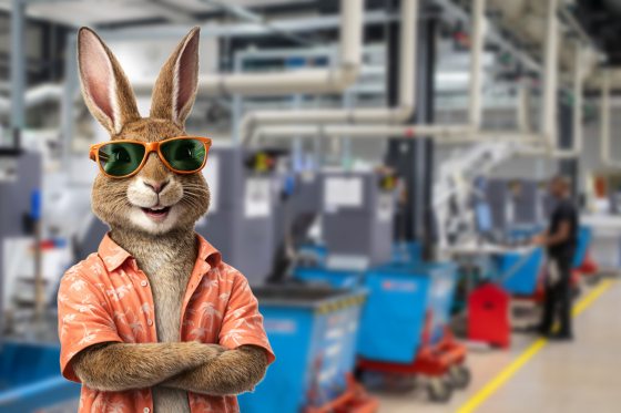 Cartoon Easter bunny at the STAUFF factory