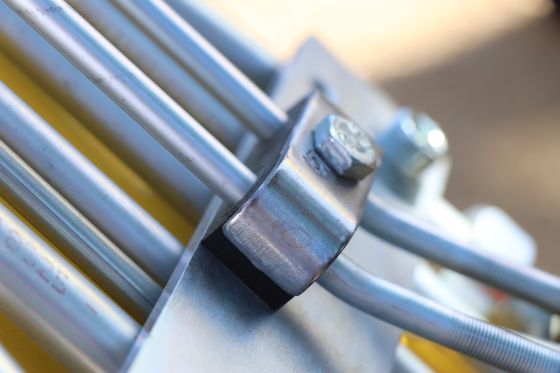 Multiple cables routed through STAUFF clamps