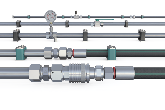 Example of hydraulic lines