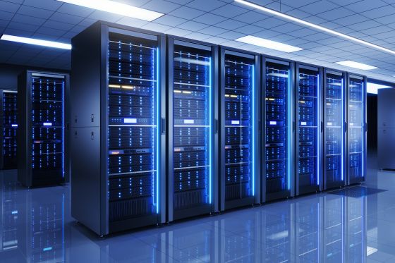 Data Center in Blue Lighting