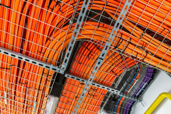Cables in a cable tray