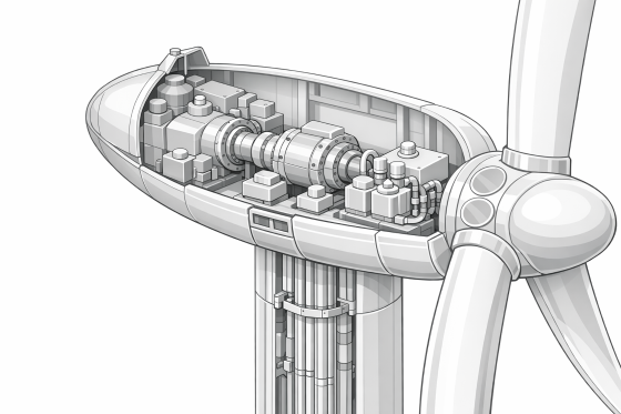 Cross section of a wind power plant