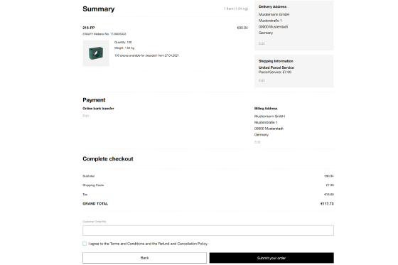 Order summary