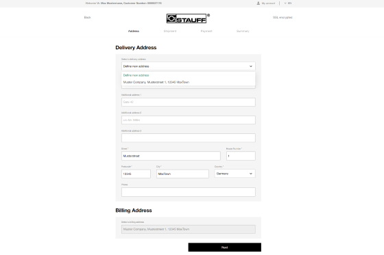 Specify delivery & billing address
