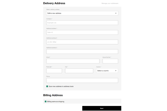 Specify delivery & billing address