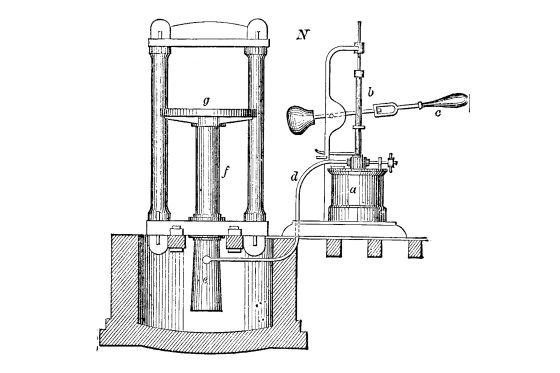 Construction of a hydraulic press according to Joseph Bramah
