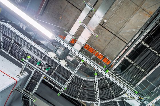 Cable management along the ceiling