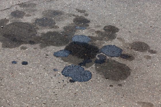 Oil stains on a construction machine