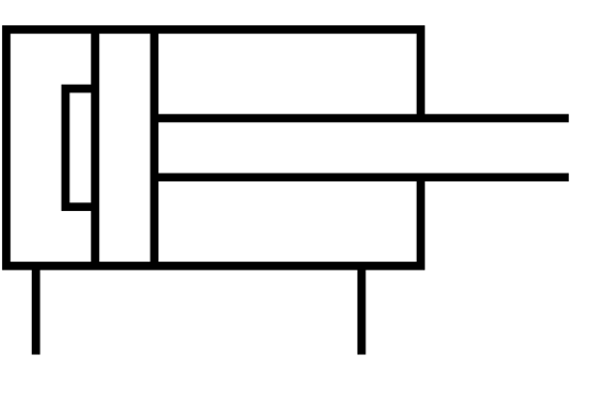Double-acting cylinder with piston-side cushioning