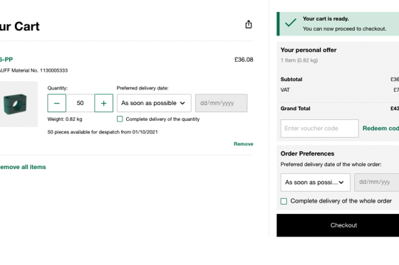 Overview shopping cart