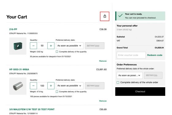 Share your Shopping Cart