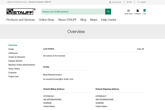 Vista general de la cuenta de usuario existente